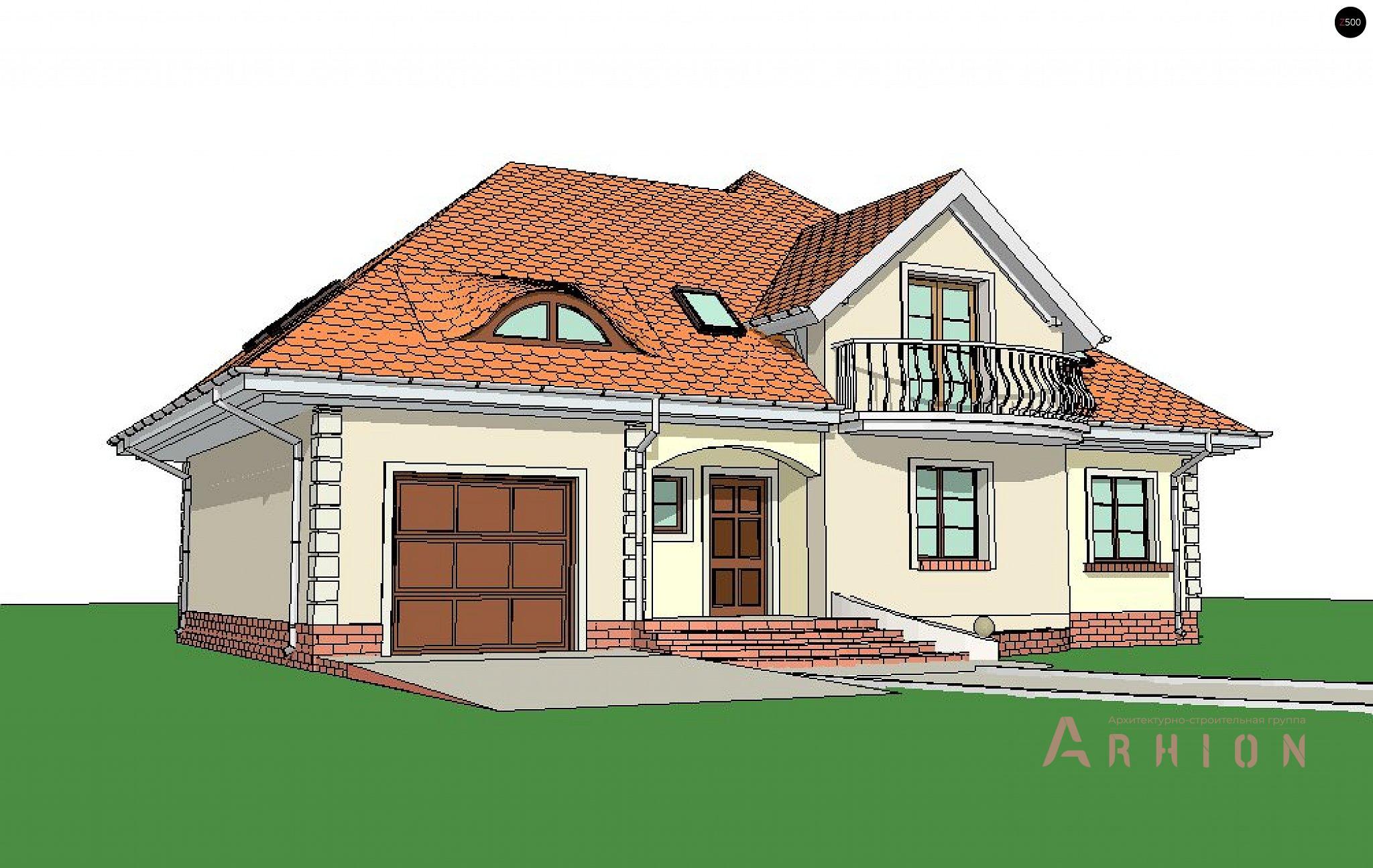 13. Проект одноэтажного дома в скандинавском стиле с многоскатной кровлей, Z18 GL bk, площадью - 262 кв c мансардой, терассой, балконом, гаражом